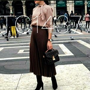 ZARA Printed with Bow detail Blouse XS